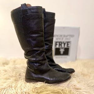 Frye Paige Tall Riding Knee High Boots Black All Leather Women's Size 7